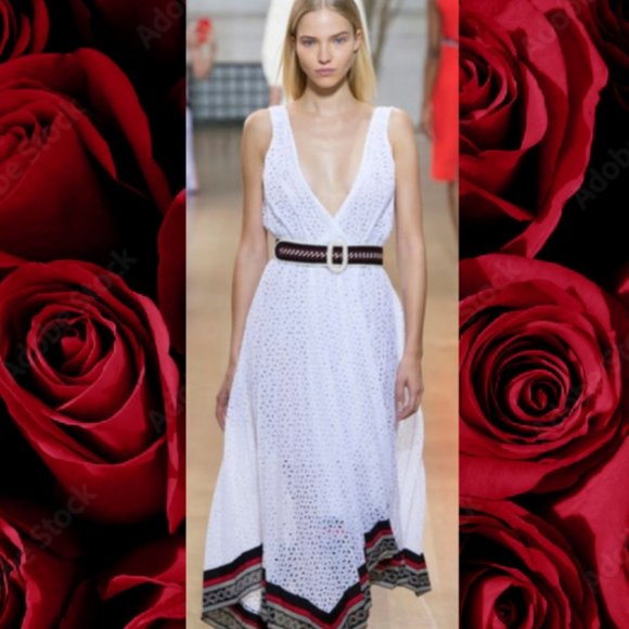 °$3990 OSCAR DE LA RENTA NEW GORGEOUS WHITE EYELET MIDI RUNWAY DRESS US 2, 4 - Picture 12 of 13